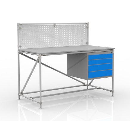 Workshop table with perforated panel width 1500 mm, 24040834 - 1