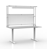Electrically height-adjustable table with extension and perforated panel 24031130 - 1