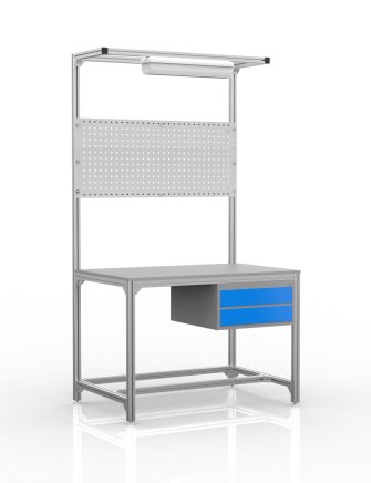 Workshop table made of aluminum profiles, 2 drawers (various options) - 1