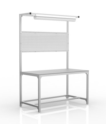 Workshop table made of aluminium profiles with upper structure (various variants) - 1