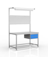 Workshop table made of aluminum profiles, 2 drawers (various options)