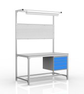 Workshop table made of aluminum profiles, 4 drawers (various options)
