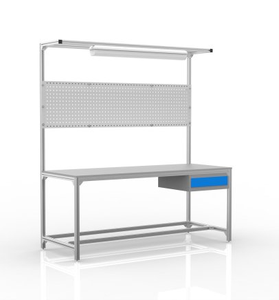 Workshop table made of aluminum profiles, 1 drawer (various variants) - 1