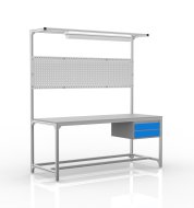 Workshop table made of aluminum profiles, 2 drawers (various options)