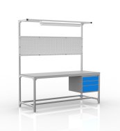 Workshop table made of aluminum profiles, 3 drawers (various options)