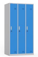 Metal wardrobe with three compartments and cylinder lock - 1
