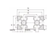 Aluminum profile 45 x 90, MI45x90L B10 1 m + cut to size - 2