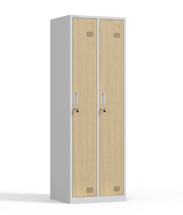 Metal wardrobe with two compartments and cylinder lock - 1
