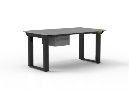 ESD Electrically Height-Adjustable Table with One-Drawer Cabinet - 1