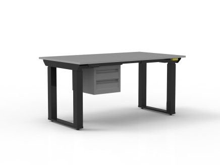 ESD Electrically Height-Adjustable Table with Two-Drawer Cabinet - 1