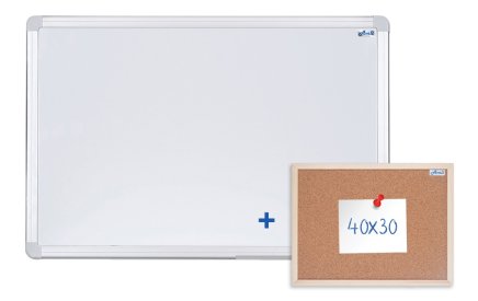 One-piece magnetic board, aluminum frame 90x60 cm + cork board 40x30 cm - 1