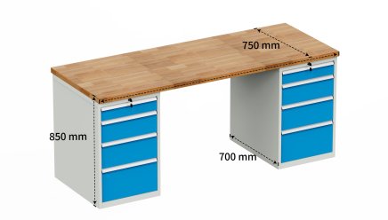 Workshop table with base container HD_1544 - 1