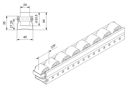 Roller Track PL-403F_EM – roller Diameter 33.5 mm - 4