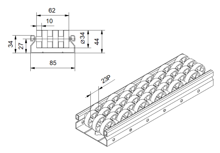Roller Track PL-851M_EM – roller diameter 34 mm - 4