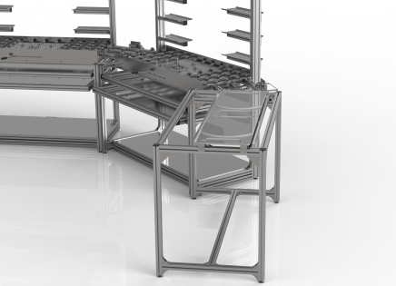 Assembly line with retractable ball transfer system and locking mechanism - 4