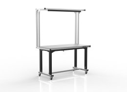 Electrically height-adjustable table made of aluminum profiles (two versions)