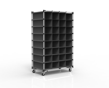 Trolley with a textile insert secured by sleeves, 32+32 pockets - 1
