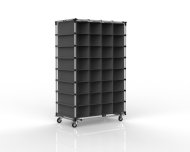 Trolley with textile insert secured by eyelets, 32 + 32 pockets