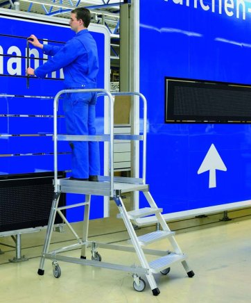 Mobile single-sided platform ladder steel grate 41954 - 1