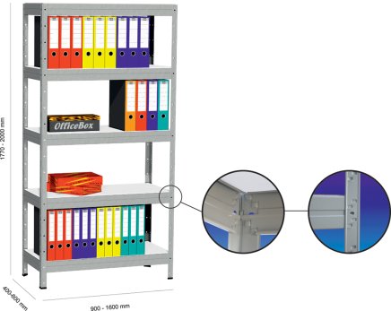 Kovona Screwless rack 175 kg with laminate shelves type N546L0 - 1