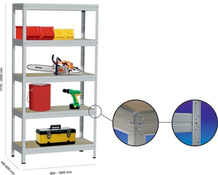 Kovona Screwless rack 175 kg with 6 mm MDF shelves - 1