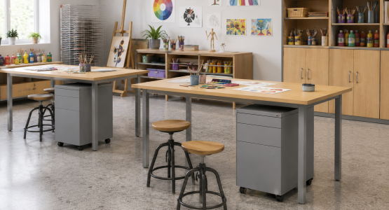 Office containers ported to desks