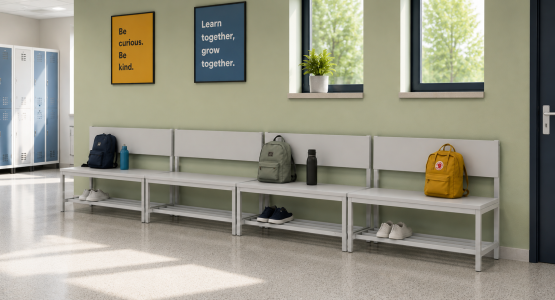 Bench with backrest