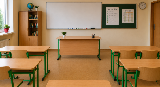 Teacher's desks and chairs
