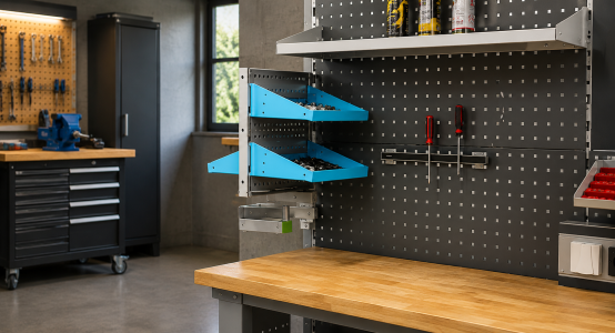 Suspended shelves and arms to the stands