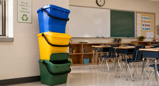 Containers for sorted waste for school
