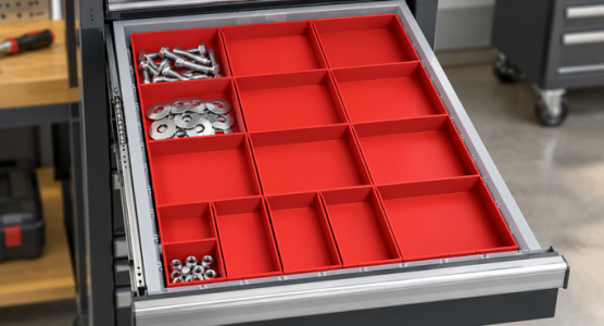 Equipped with 555 mm wide drawers