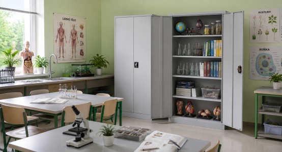 School cabinets with solid doors