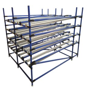 Gravity flow rack made of a tubular system