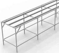 Conveyor with roller tracks (various variants)