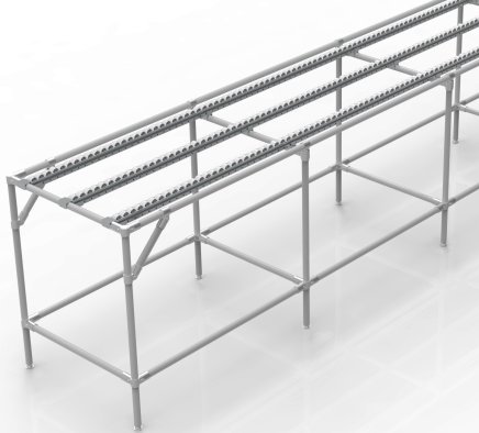 Conveyor with roller tracks (various variants)