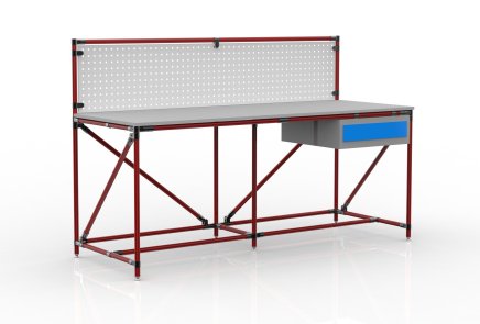 Workshop table with perforated panel width 2000 mm, 24040837