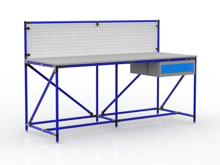 Workshop table with perforated panel width 2000 mm, 24040837