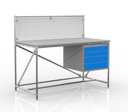 Workshop table with perforated panel width 1500 mm, 24040834