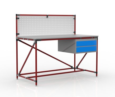 Workshop table with perforated panel width 1500 mm, 24040832