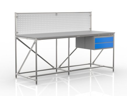 Workshop table with perforated panel width 2000 mm, 24040838