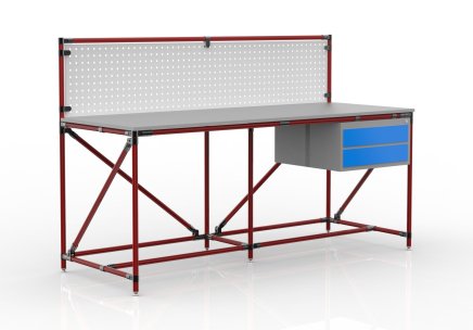 Workshop table with perforated panel width 2000 mm, 24040838