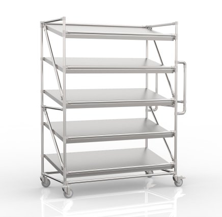 Shelving trolley for crates with inclined shelves 1300 mm wide, SP13060
