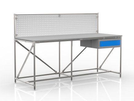 Workshop table with perforated panel width 2000 mm, 24040837