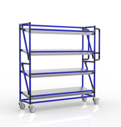 Crate rack trolley with 1300 mm wide inclined shelves, SP13030 (4 models) - 3