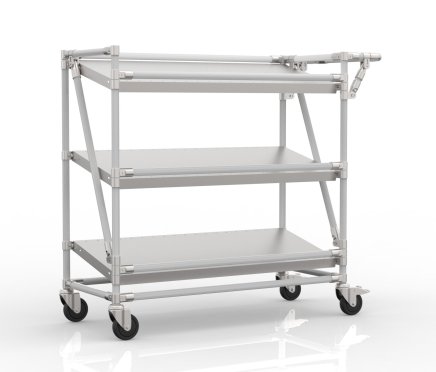 Crate rack trolley with inclined shelves 24042530