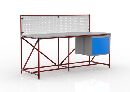 Workshop table with perforated panel width 2000 mm, 240408310