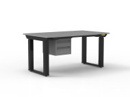 ESD Electrically Height-Adjustable Table with Two-Drawer Cabinet
