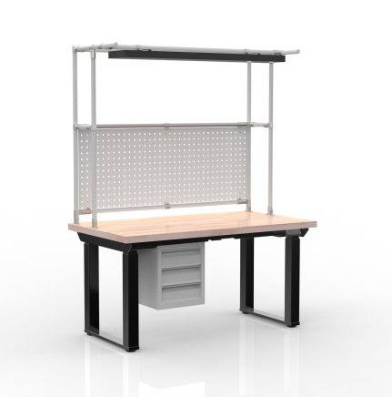 Electric height-adjustable desk with a container and three drawers 24111938