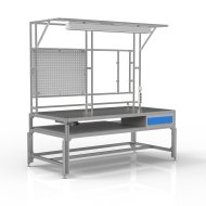 Mechanically height-adjustable welding table