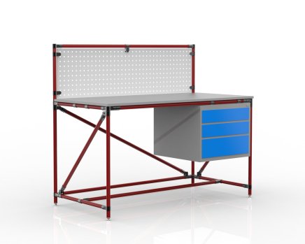 Workshop table with perforated panel width 1500 mm, 24040833